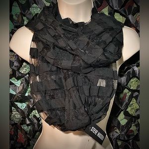 BNWT Steve Madden Black & Semi Sheer Striped Infinity Scarf